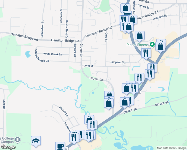 map of restaurants, bars, coffee shops, grocery stores, and more near 4950 Glover Lane in Milton