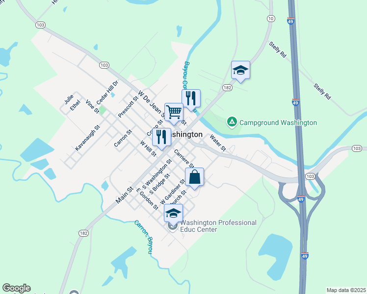 map of restaurants, bars, coffee shops, grocery stores, and more near 201-221 East Dupre Street in Washington