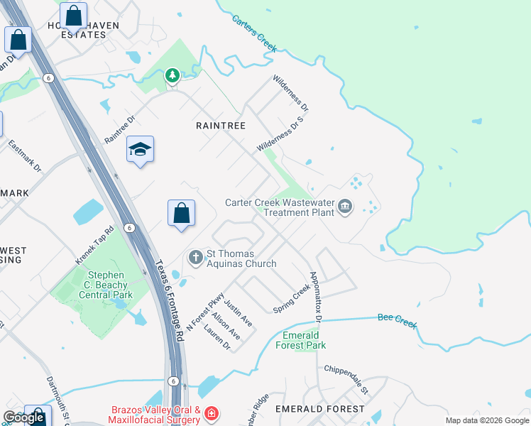 map of restaurants, bars, coffee shops, grocery stores, and more near 2122 Chestnut Oak Circle in College Station