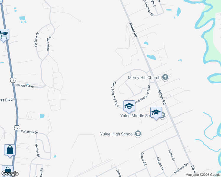map of restaurants, bars, coffee shops, grocery stores, and more near 86214 Sand Hickory Trail in Yulee