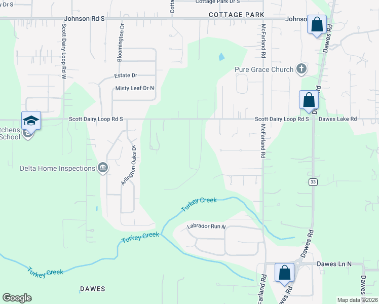 map of restaurants, bars, coffee shops, grocery stores, and more near Horton Place in Mobile