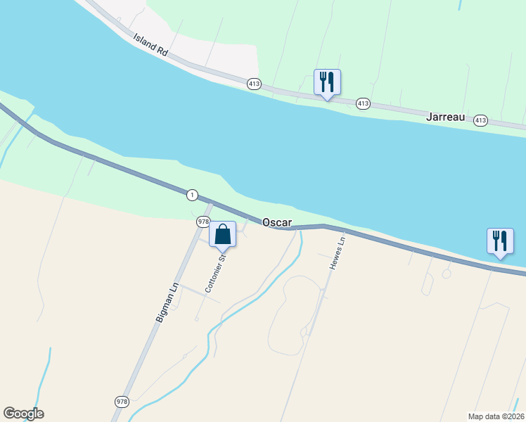 map of restaurants, bars, coffee shops, grocery stores, and more near 7266 False River Drive in Oscar