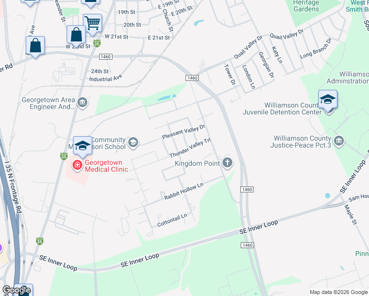 map of restaurants, bars, coffee shops, grocery stores, and more near 2603 Sunrise Valley Lane in Georgetown