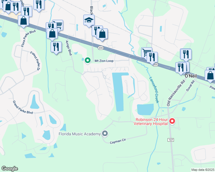 map of restaurants, bars, coffee shops, grocery stores, and more near 96077 Boardwalk Landing in Fernandina Beach
