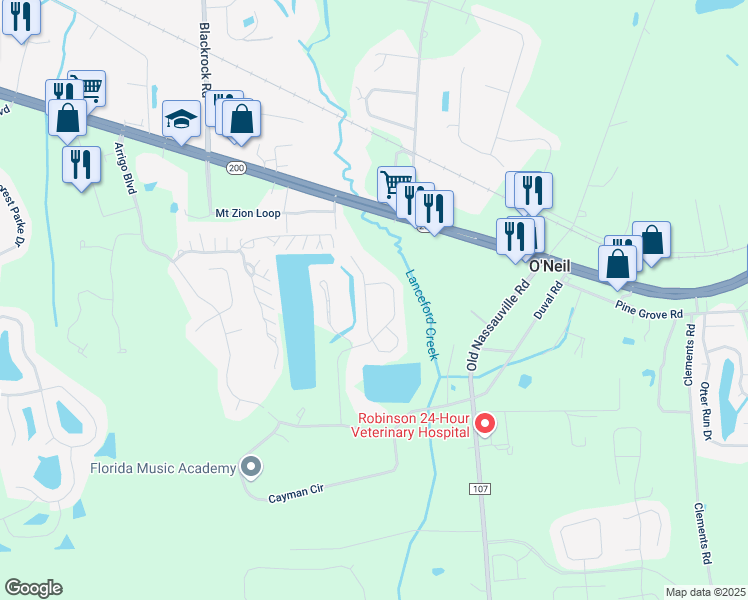 map of restaurants, bars, coffee shops, grocery stores, and more near 96250 Abaco Island Drive in Fernandina Beach