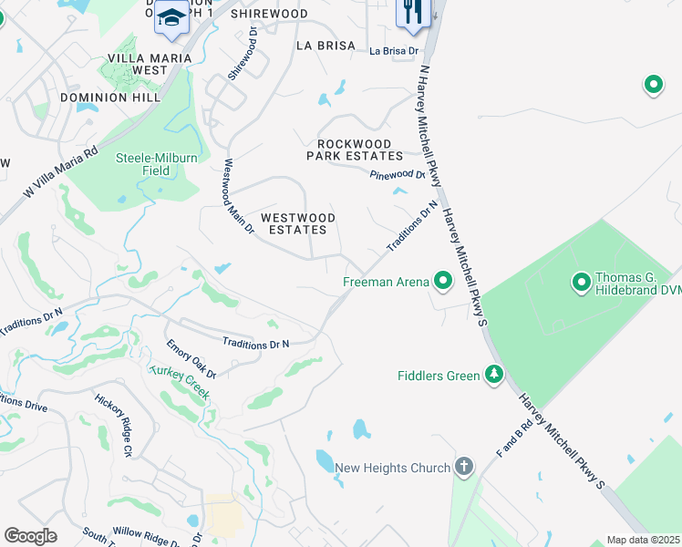 map of restaurants, bars, coffee shops, grocery stores, and more near 3200 Cougar Trail in Bryan