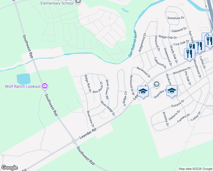 map of restaurants, bars, coffee shops, grocery stores, and more near 505 River Down Road in Georgetown