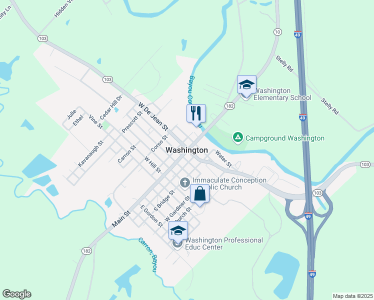 map of restaurants, bars, coffee shops, grocery stores, and more near in Washington