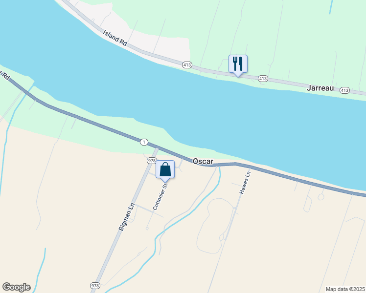 map of restaurants, bars, coffee shops, grocery stores, and more near 7266 False River Drive in Oscar