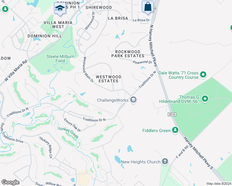 map of restaurants, bars, coffee shops, grocery stores, and more near 3200 Eagle Hill Court in Bryan