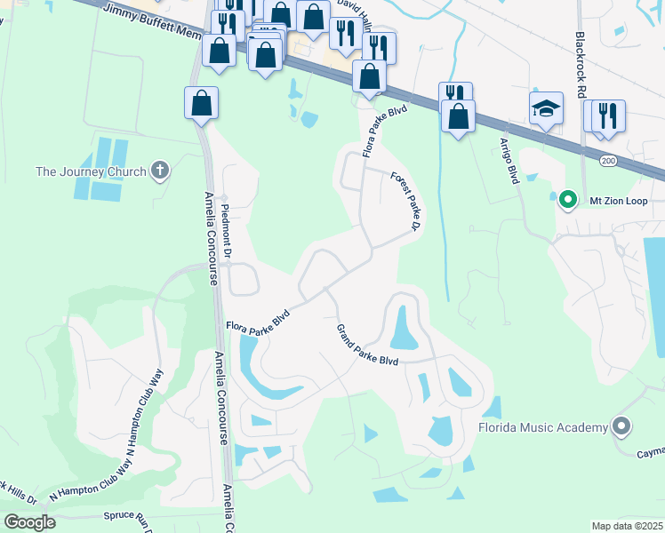 map of restaurants, bars, coffee shops, grocery stores, and more near 31058 Grassy Parke Drive in Fernandina Beach