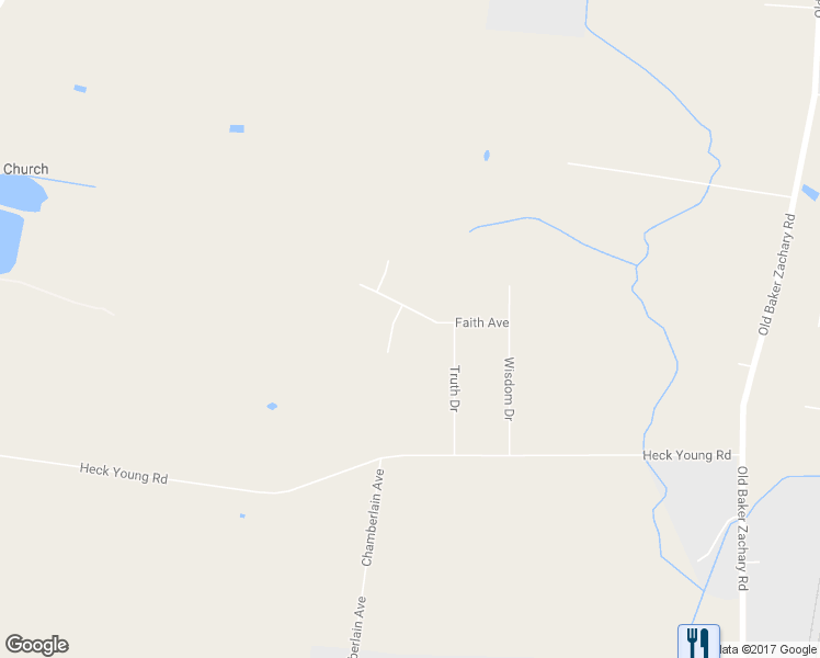 map of restaurants, bars, coffee shops, grocery stores, and more near 17514 Omega Court in Baker