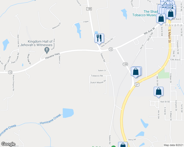 map of restaurants, bars, coffee shops, grocery stores, and more near 190 Tobacco Road in Havana