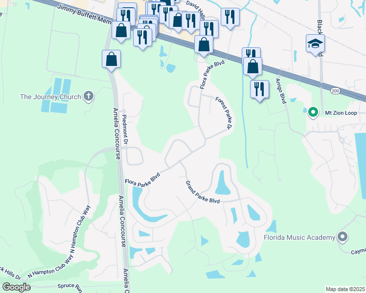 map of restaurants, bars, coffee shops, grocery stores, and more near 31058 Grassy Parke Drive in Fernandina Beach