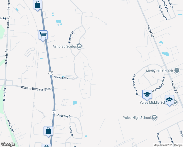 map of restaurants, bars, coffee shops, grocery stores, and more near 86446 Moonlit Walk Circle in Yulee