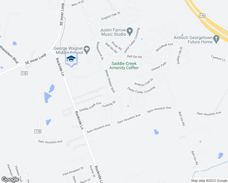 map of restaurants, bars, coffee shops, grocery stores, and more near White Steppe Way in Georgetown