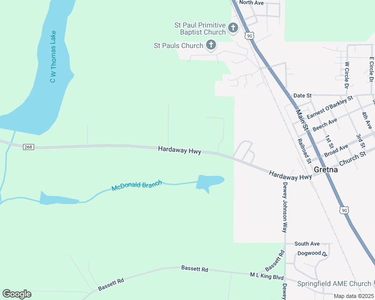 map of restaurants, bars, coffee shops, grocery stores, and more near 10674 Hardaway Highway in Gretna