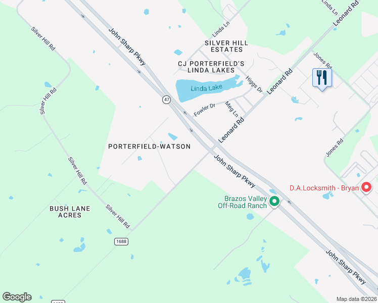 map of restaurants, bars, coffee shops, grocery stores, and more near 5533 Emily Drive in Bryan