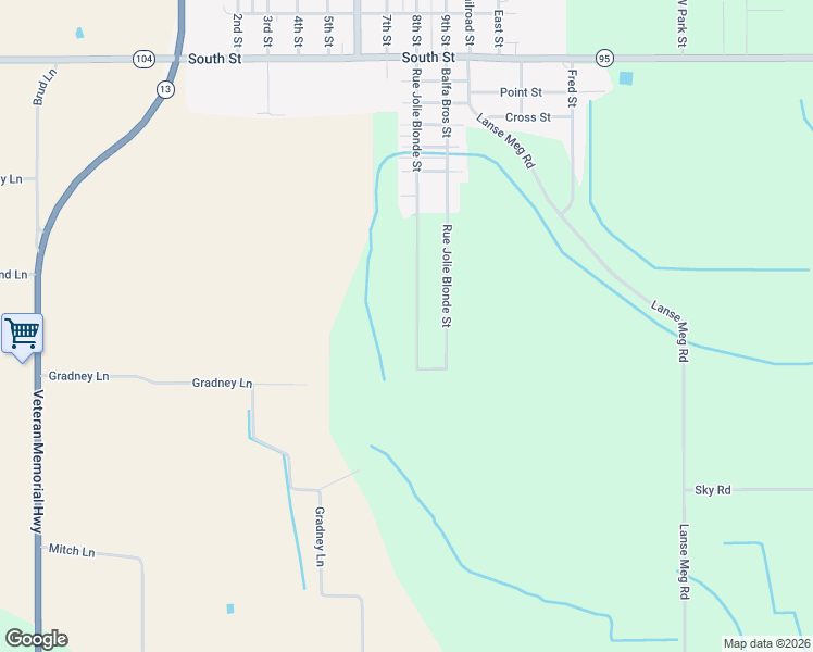 map of restaurants, bars, coffee shops, grocery stores, and more near 1151 Rue Jolie Blonde Street in Mamou