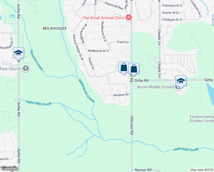 map of restaurants, bars, coffee shops, grocery stores, and more near 6474 Audubon Square North in Mobile