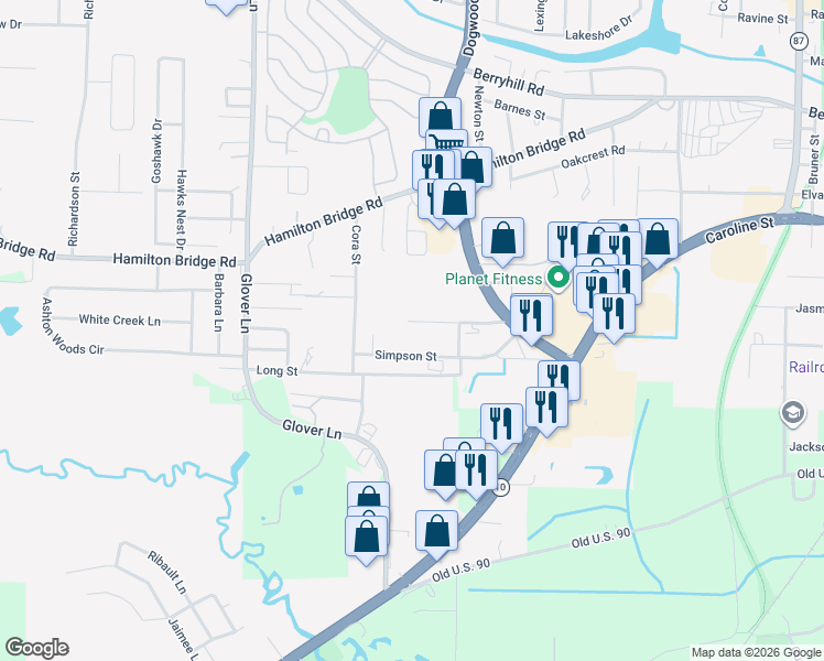 map of restaurants, bars, coffee shops, grocery stores, and more near 6357 Metz Road in Milton