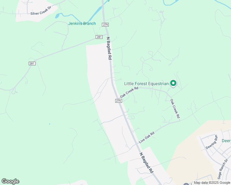 map of restaurants, bars, coffee shops, grocery stores, and more near County Road 279 in Williamson County