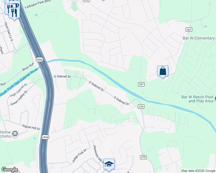 map of restaurants, bars, coffee shops, grocery stores, and more near 1001 South Gabriel Drive in Leander