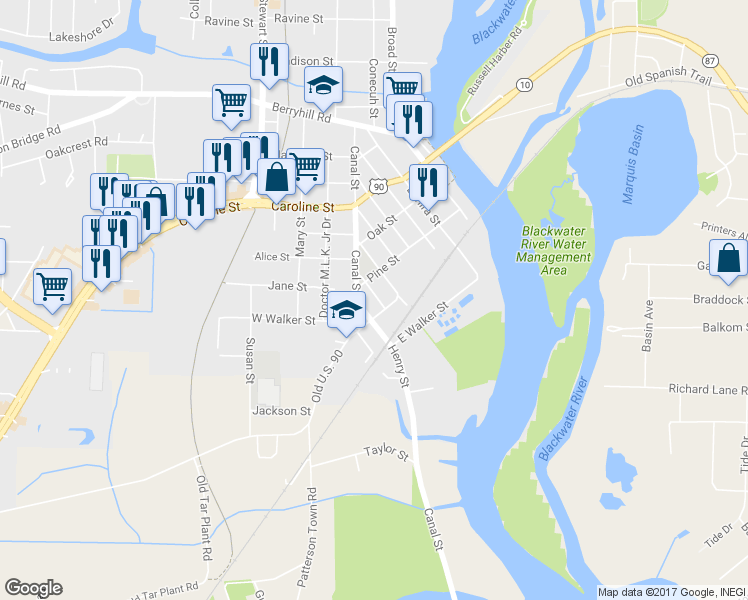 map of restaurants, bars, coffee shops, grocery stores, and more near 5061 Combs Street in Milton