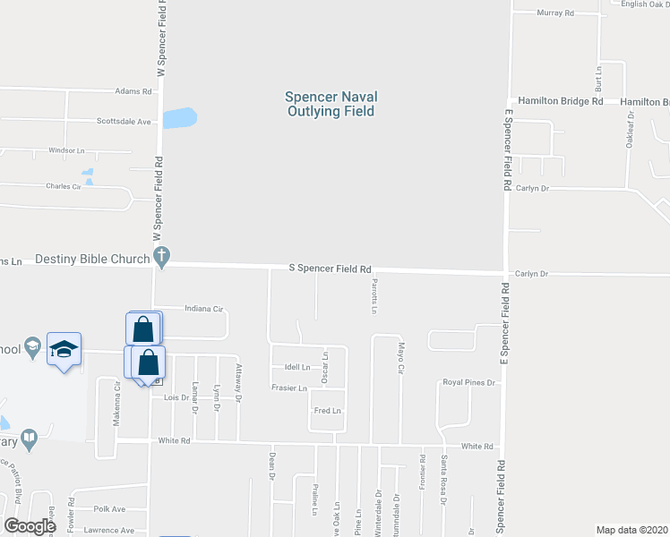 map of restaurants, bars, coffee shops, grocery stores, and more near 4370 South Spencer Field Road in Pace