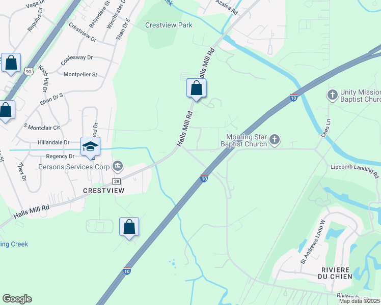 map of restaurants, bars, coffee shops, grocery stores, and more near in Mobile