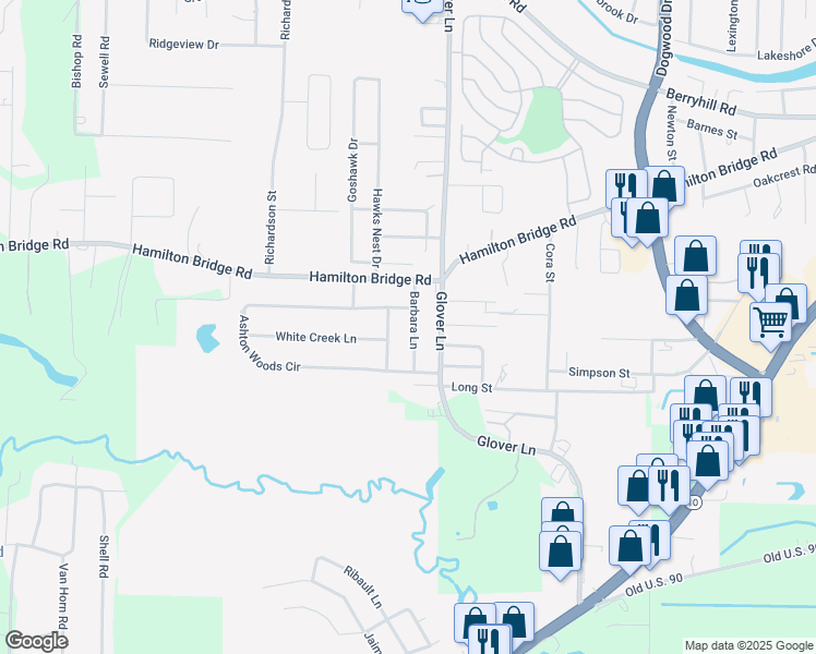 map of restaurants, bars, coffee shops, grocery stores, and more near 5053 Barbara Lane in Milton