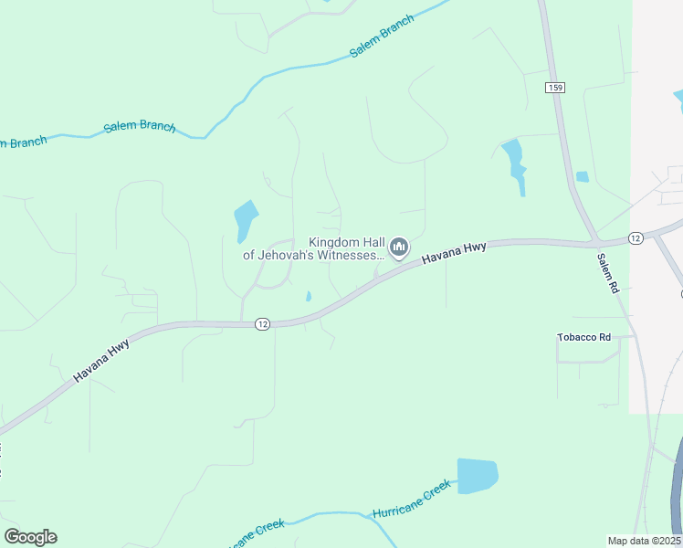 map of restaurants, bars, coffee shops, grocery stores, and more near 7957 Havana Highway in Havana