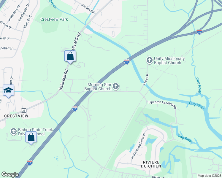 map of restaurants, bars, coffee shops, grocery stores, and more near 4048 Lloyd Station Road in Mobile