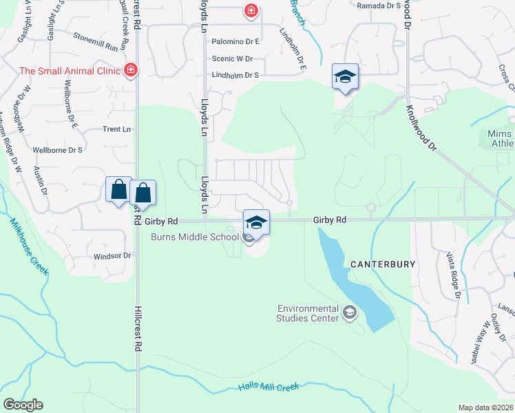 map of restaurants, bars, coffee shops, grocery stores, and more near 9 Foxtail Drive in Mobile