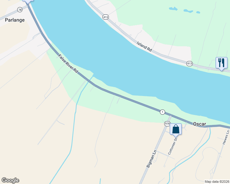 map of restaurants, bars, coffee shops, grocery stores, and more near 7598 False River Drive in Oscar