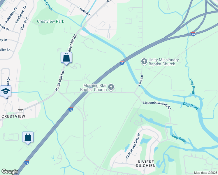 map of restaurants, bars, coffee shops, grocery stores, and more near 4048 Lloyd Station Road in Mobile