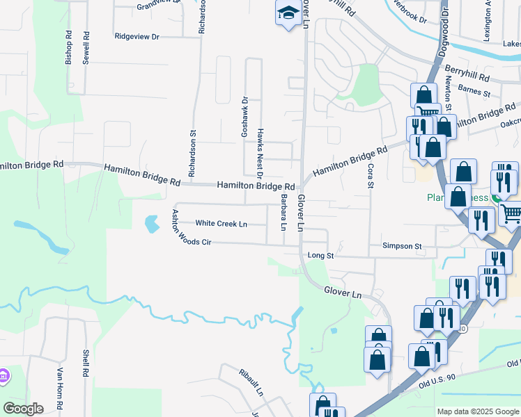 map of restaurants, bars, coffee shops, grocery stores, and more near 5908 Ashton Woods Circle in Milton