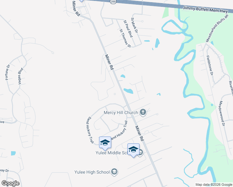 map of restaurants, bars, coffee shops, grocery stores, and more near 85615 Miner Road in Yulee