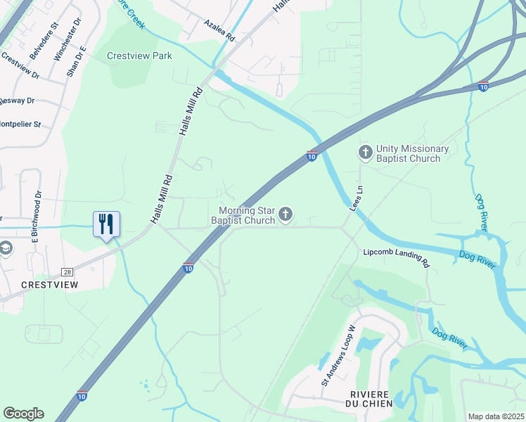 map of restaurants, bars, coffee shops, grocery stores, and more near 4048 Lloyd Station Road in Mobile