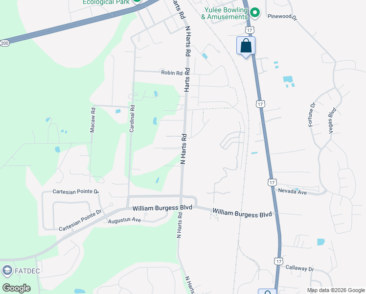 map of restaurants, bars, coffee shops, grocery stores, and more near 86015 North Harts Road in Yulee