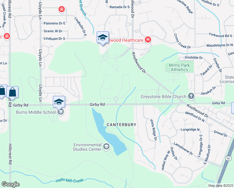 map of restaurants, bars, coffee shops, grocery stores, and more near 3596 Rue Royal in Mobile
