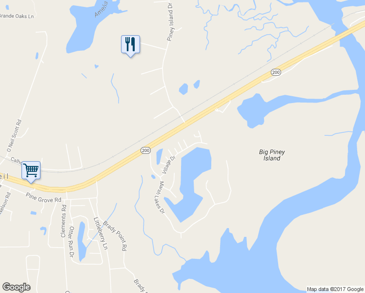 map of restaurants, bars, coffee shops, grocery stores, and more near 93019 Harbor Court in Fernandina Beach