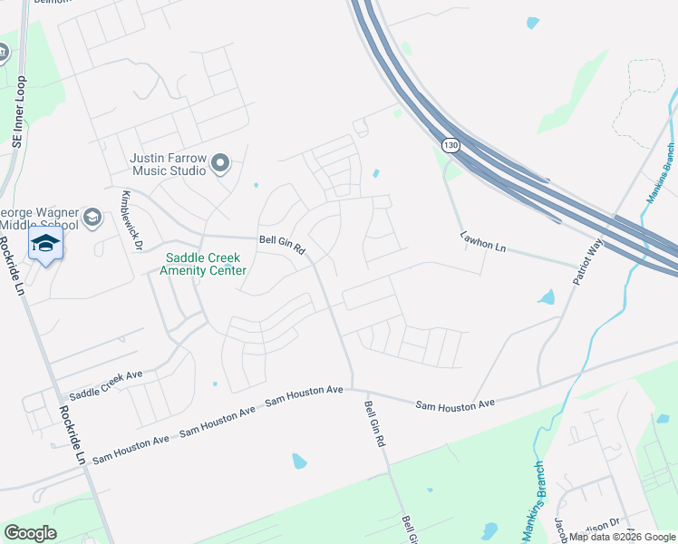 map of restaurants, bars, coffee shops, grocery stores, and more near 329 Gidran Trail in Georgetown