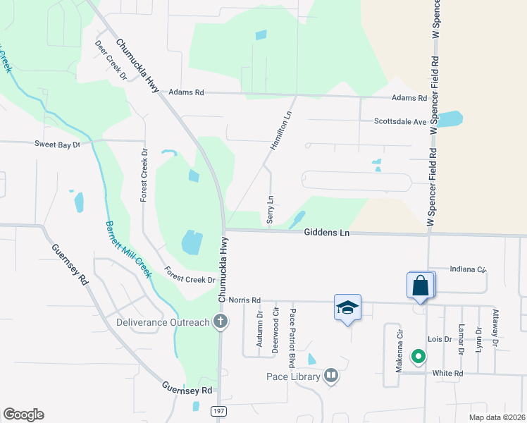 map of restaurants, bars, coffee shops, grocery stores, and more near 5025 Serry Lane in Milton