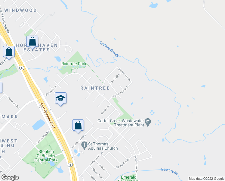 map of restaurants, bars, coffee shops, grocery stores, and more near 8118 Butler Ridge Drive in College Station