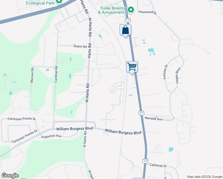map of restaurants, bars, coffee shops, grocery stores, and more near 86015 North Harts Road in Yulee