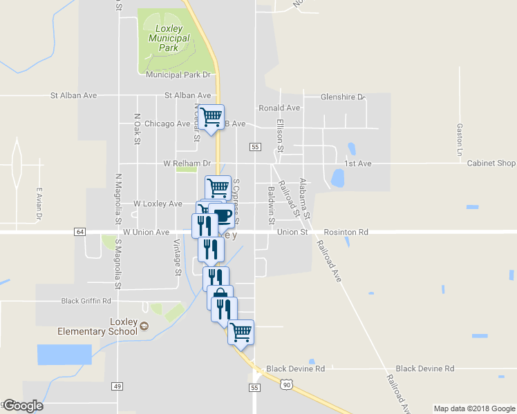 map of restaurants, bars, coffee shops, grocery stores, and more near 3050 3rd Avenue in Loxley