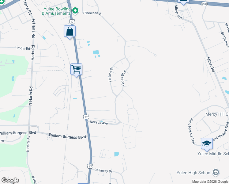 map of restaurants, bars, coffee shops, grocery stores, and more near 86042 Fortune Drive in Yulee