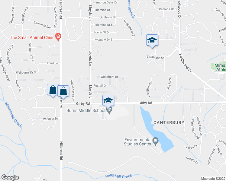map of restaurants, bars, coffee shops, grocery stores, and more near 9 Foxtail Drive in Mobile