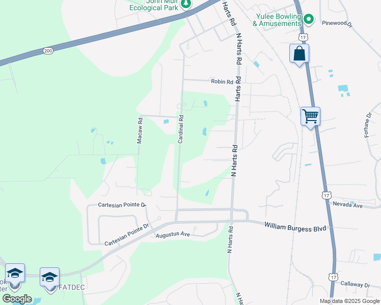 map of restaurants, bars, coffee shops, grocery stores, and more near 86001 Mockingbird Lane in Yulee